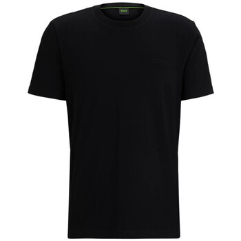 Vêtements Homme T-shirts & Polos BOSS T-SHIRT NOIR REGULAR FIT  EN JERSEY DE COTON AVEC LOGO E Noir