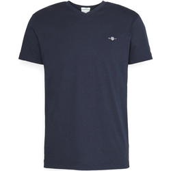 Vêtements Homme T-shirts manches courtes Gant Slim Shield V-Neck Tee Bleu
