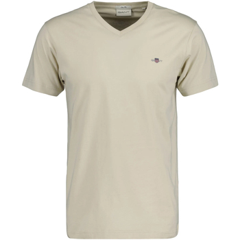 Vêtements Homme T-shirts manches courtes Gant Slim Shield V-Neck Tee Beige
