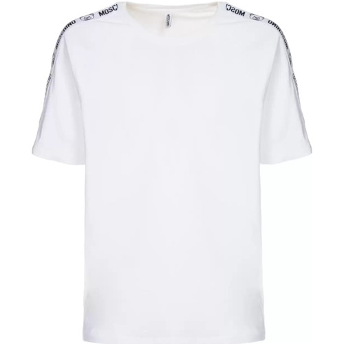 Vêtements Homme T-shirt Noir Rayure Logo Moschino t-shirt rayures blanches our Blanc