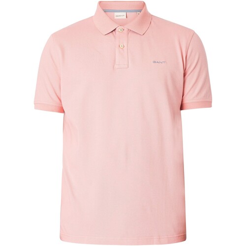 Vêtements Homme polo-shirts polos manches courtes Gant polo-shirts polo robuste en piqué contrasté régulier Rose