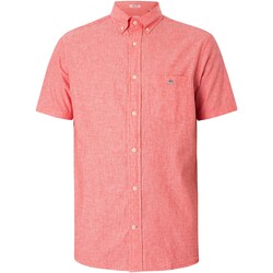 Vêtements Homme Chemises manches courtes Gant Chemise à manches courtes en coton et lin régulier Rose