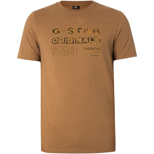 Vêtements Homme D16396-2653 Lash-b570 Dk Fawn G-Star Raw Originals en détresse T-shirt slim Marron