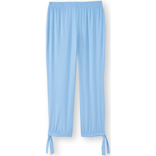 Vêtements Femme Pantalons Daxon by  - Pantacourt esprit sarouel maille fluide Bleu