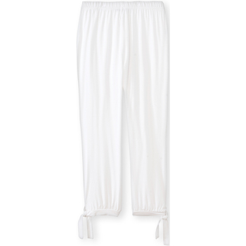 Vêtements Femme Pantalons Daxon by  - Pantacourt esprit sarouel maille fluide Blanc