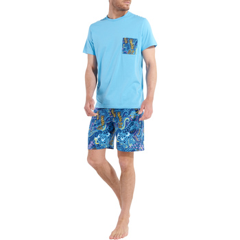 Vêtements Homme Pyjamas / Chemises de nuit Hom Pyjama Court fermée Bleu