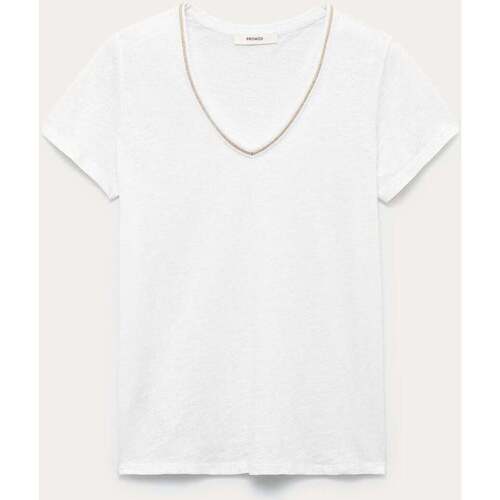 Vêtements Femme Tops / Blouses Promod T-shirt col V Blanc