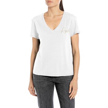 Vêtements Femme T-shirt Blanc Manches Longues Replay  Multicolore