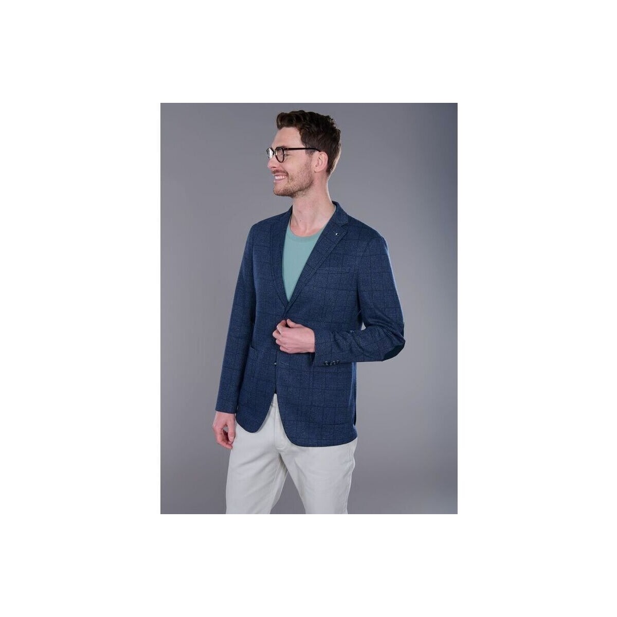 Vêtements Homme Chemises manches longues Jerem VESTE DÉCONTRACTÉE EN JACQUARD PRINCE DE GALLES Bleu