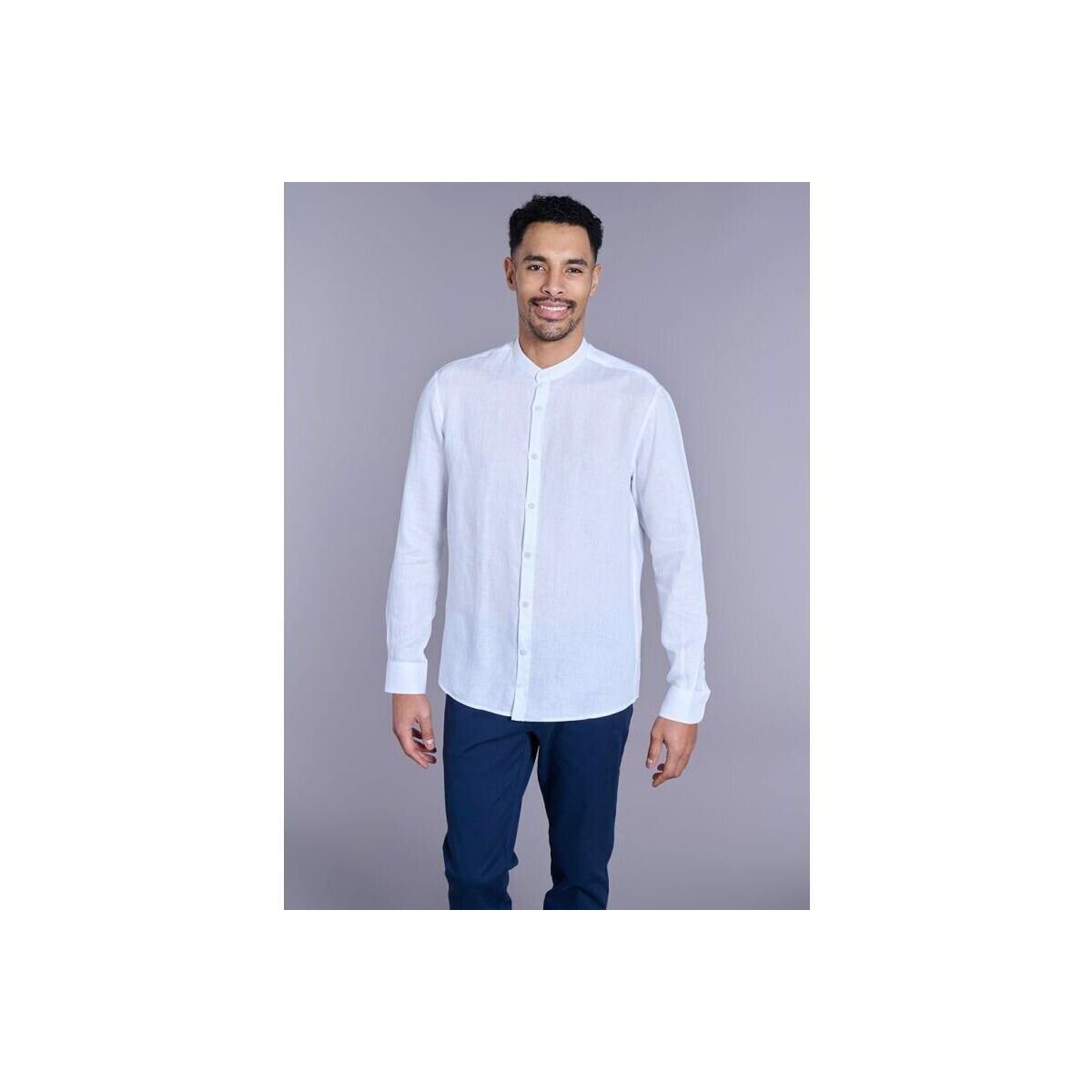 Vêtements Homme Chemises manches longues Jerem CHEMISE EN LIN À COL OFFICIER Blanc