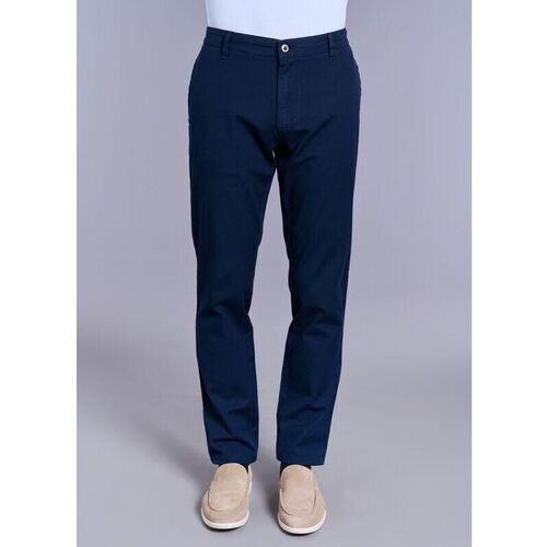 Vêtements Homme Pantalons Jerem PANTALON TEINT EN PIÈCE EN COTON-LIN STRETCH Bleu