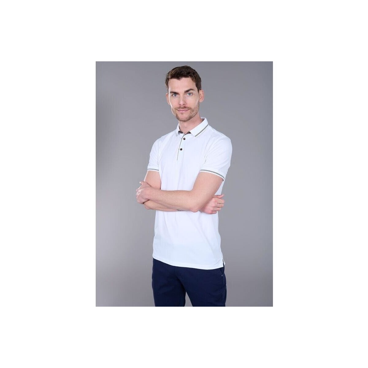 Vêtements Homme Chemises manches longues Jerem POLO EN JERSEY DE COTON STRETCH AVEC FINITIONS JACQUARD Blanc