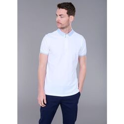 Vêtements Homme T-shirts & Polos Jerem POLO ZIPPÉ DE COTON AVEC CÔTES À RAYURES CONTRASTANTES Blanc