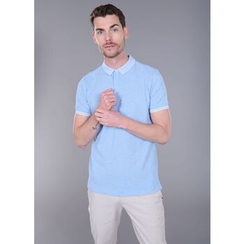 Vêtements Homme T-shirts & Polos Jerem POLO ZIPPÉ DE COTON AVEC CÔTES À RAYURES CONTRASTANTES Bleu