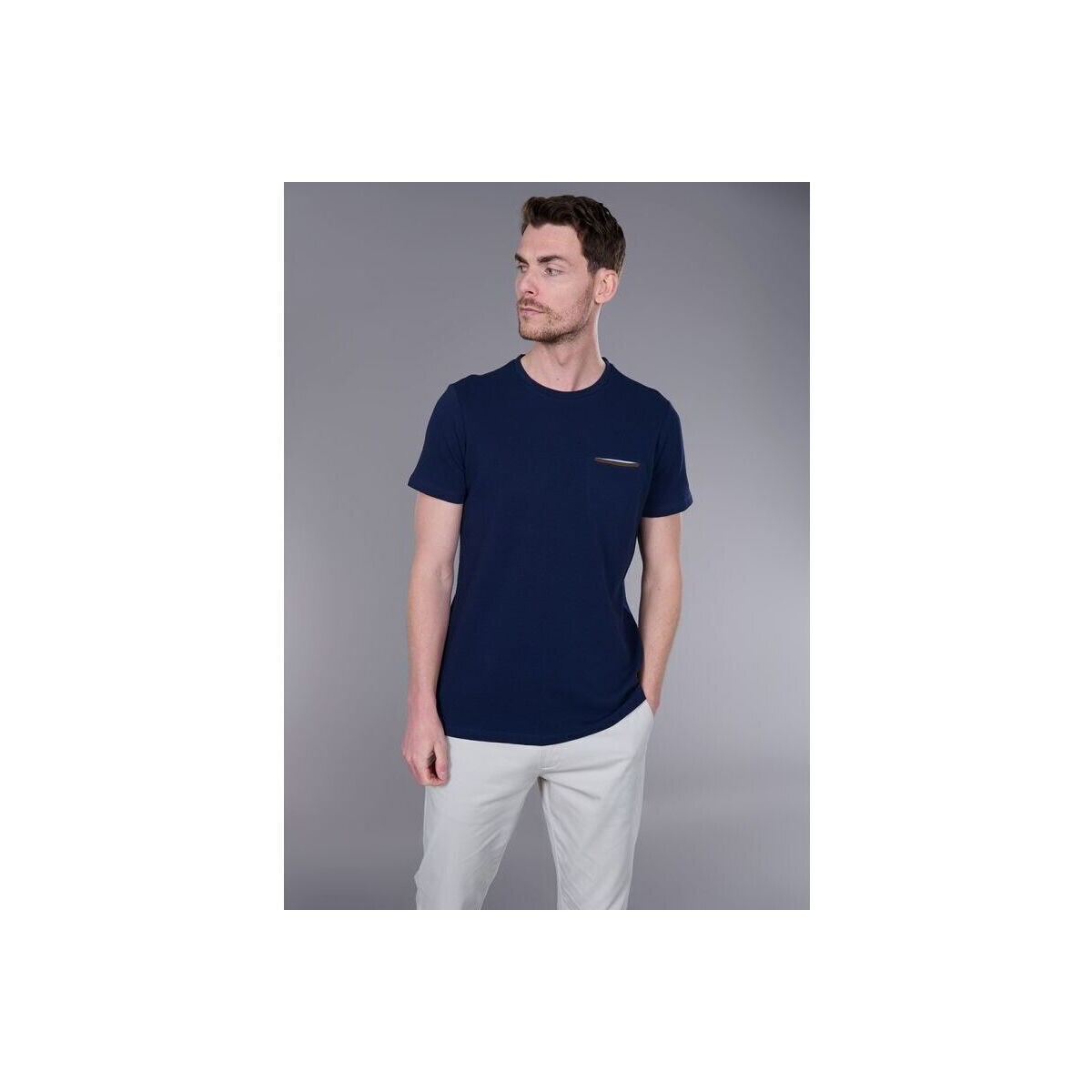Vêtements Homme T-shirts manches courtes Jerem T-SHIRT COL ROND EN JACQUARD DE COTON Bleu