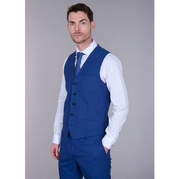 Vêtements Homme Chemises manches longues Jerem GILET DE COSTUME EN FIL-À-FIL DE LAINE VIERGE Bleu
