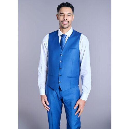 Vêtements Homme Gilets / Cardigans Jerem GILET DE COSTUME EN LAINE MÉLANGÉE BI-STRETCH Bleu