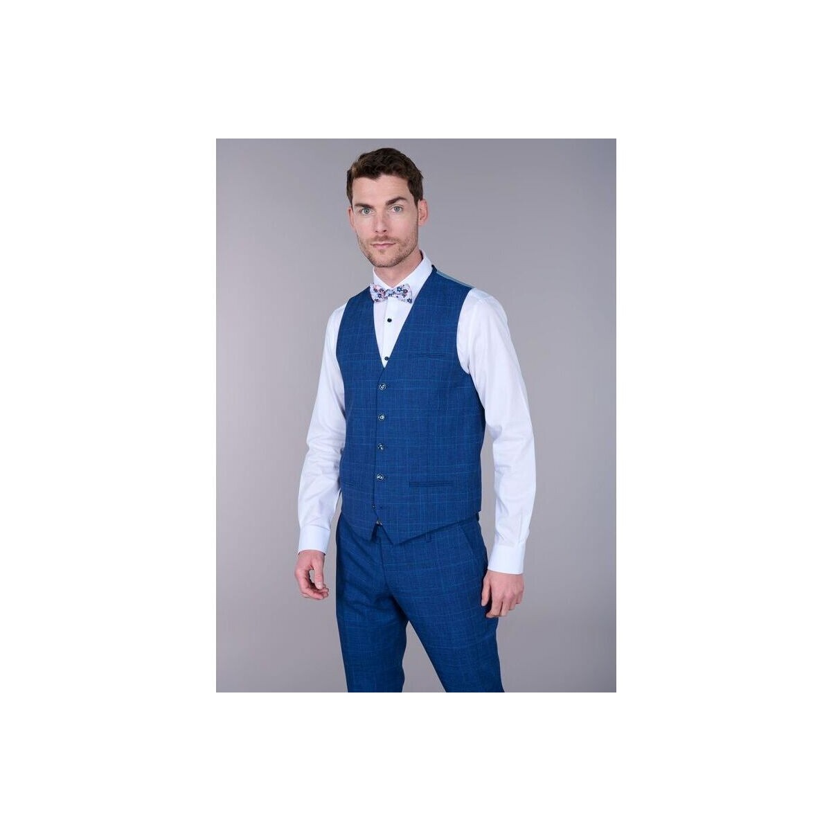 Vêtements Homme Gilets / Cardigans Jerem GILET DE COSTUME À MOTIF PRINCE DE GALLES Bleu