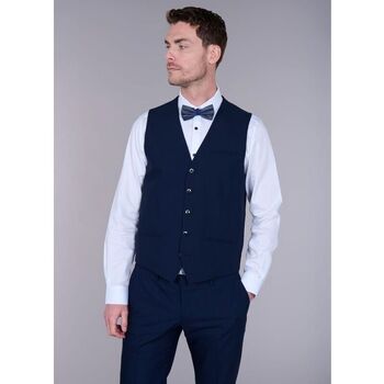 Vêtements Homme Gilets / Cardigans Jerem GILET DE COSTUME EN TOILE TECHNIQUE STRETCH Bleu