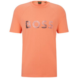 Vêtements Homme T-shirts ecru & Polos BOSS T-SHIRT ORANGE REGULAR  EN COTON STRETCH AVEC LOGO DE LA Orange