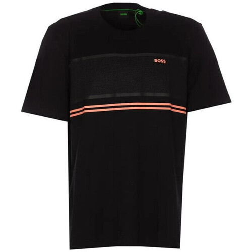 Vêtements Homme T-shirts & Polos BOSS T-SHIRT NOIR  AVEC DÉTAILS CONTRASTANTS TEE 8 Noir