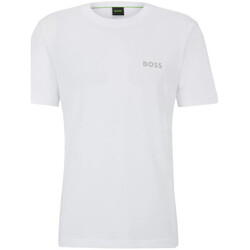 Vêtements Homme T-shirts ecru & Polos BOSS T-SHIRT BLANC REGULAR FIT  EN JERSEY DE COTON AVEC LOGO Blanc