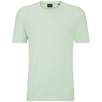 Vêtements Homme T-shirts & Polos BOSS T-SHIRT VERT REGULAR FIT EN JERSEY DE COTON AVEC LOGO EN MES Vert