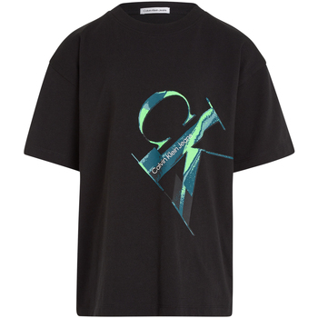 Vêtements Garçon T-shirts & Polos Calvin Klein Jeans T-shirt coton col rond Noir