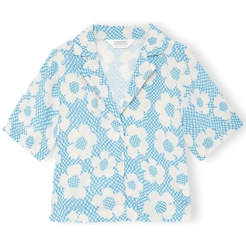 Vêtements Femme knitted v-neck vest sweater Compania Fantastica COMPAÑIA FANTÁSTICA Shirt 12108 - Flowers Bleu