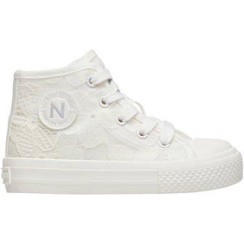 Chaussures Fille Baskets montantes Naturino Baskets à la cheville en cuir et tissu YLFAS. Blanc