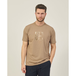 Vêtements Homme T-shirts ecru & Polos BOSS T-shirt  en coton stretch avec imprimé métallisé Beige