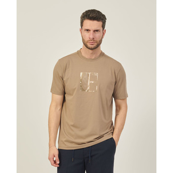 Vêtements Homme T-shirts & Polos BOSS T-shirt  en coton stretch avec Hoodedé métallisé Beige