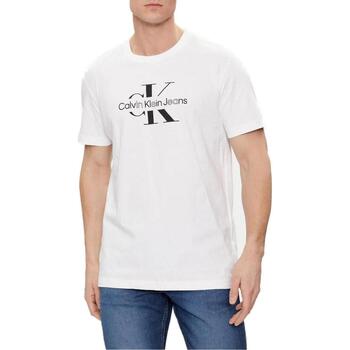 Vêtements Homme Polos manches longues Calvin Klein drawstring JEANS DISRUPTED OUTLINE J30J325190 Blanc