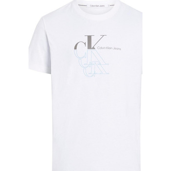 Vêtements Homme Polos manches longues Calvin Klein drawstring JEANS J30J325352 - MONOGRAMME ECHO Blanc