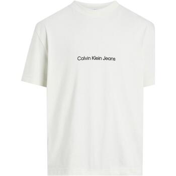 Vêtements Homme Polos manches longues Calvin Klein Jeans SQUARE FREQUENCY J30J325492 Blanc