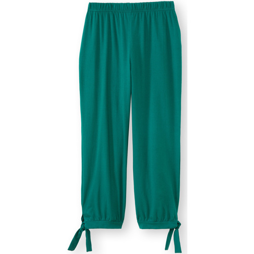 Vêtements Femme Pantalons Daxon by  - Pantacourt esprit sarouel maille fluide Vert