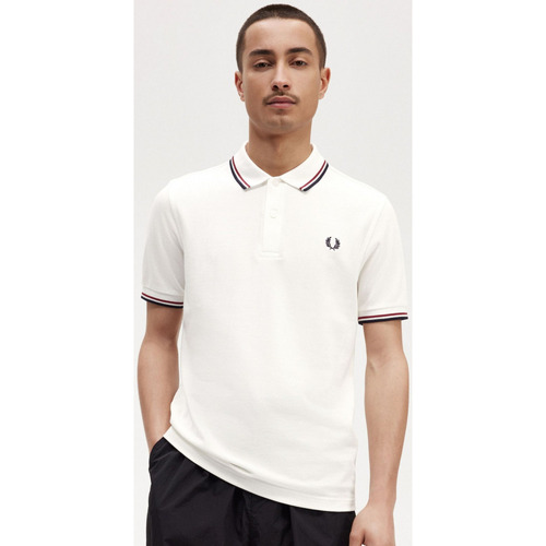 Vêtements Homme Polos manches courtes Fred Perry - TWIN TIPPED  SHIRT Blanc
