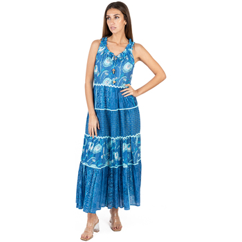 Vêtements Femme Robes longues Isla Bonita By Sigris Longue Robe Midi Bleu