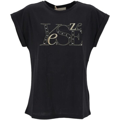 Vêtements Femme T-shirt Sans Manches Femme Yes Zee T239-LU01 Noir