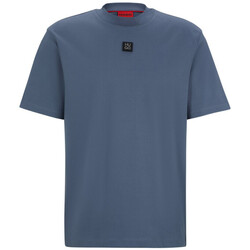 Vêtements Homme T-shirts ecru & Polos BOSS T-SHIRT BLEU DALILE  AVEC UN LOGO CONTRASTANT SUR LA POI Bleu
