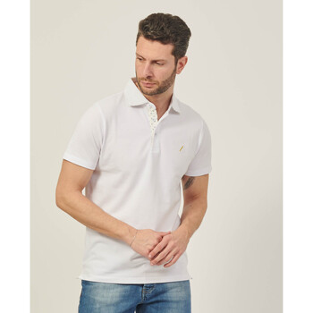 Vêtements Homme T-shirts & Polos Sette/Mezzo Polo homme Settemezzo blanc à 3 boutons Blanc