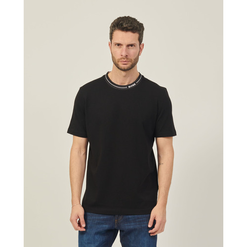 Vêtements Homme Mules / Sabots BOSS T-shirt  noir avec logo sur le cou Noir