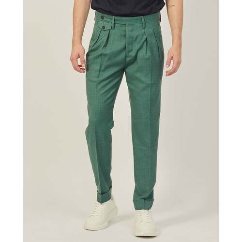 Vêtements Homme Pantalons Sette/Mezzo Pantalon homme coupe décontractée avec plis Settemezzo Vert