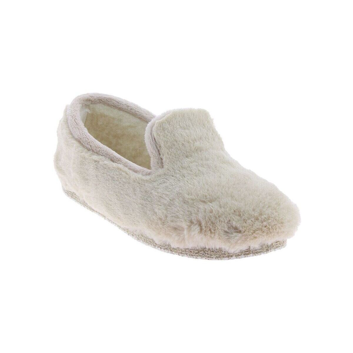 Chaussures Femme Chaussons Chausse Mouton Charentaises ECLAT Blanc