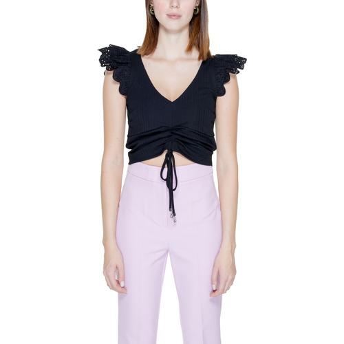 Vêtements Femme T-shirts Rose manches courtes Guess SANGALLO SLEEVE ELENA W4GP10 KC7D2 Noir