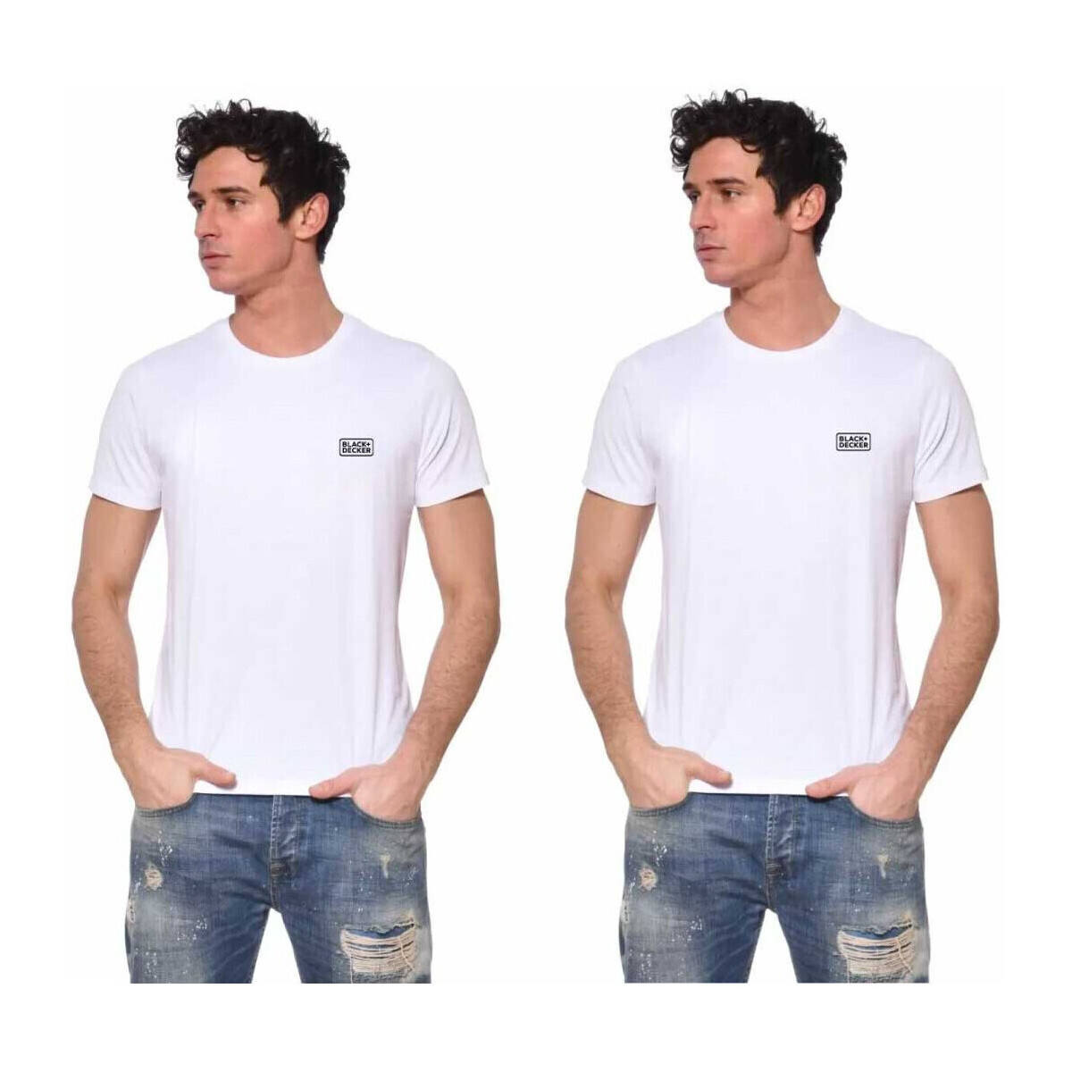 Vêtements Homme T-shirts manches courtes Black & Decker Lot de 2 t-shirts homme manches courtes en coton 140gr/m² Blanc