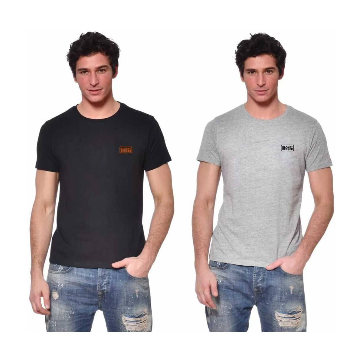 Vêtements Homme T-shirts manches courtes Black & Decker Lot de 2 t-shirts homme manches courtes en coton 140gr/m² Gris