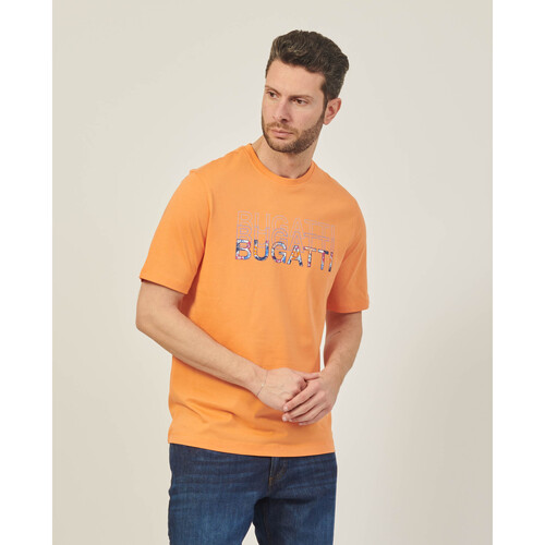 Vêtements Homme Toujours à carreaux Bugatti T-shirt homme col rond  avec logo 3D Orange