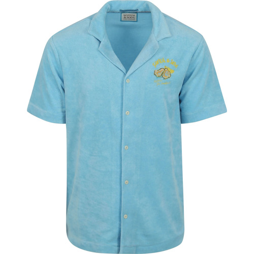 Vêtements Homme Chemises manches longues cotton mesh long sleeve polo teens Chemise  Éponge Bleu Clair Bleu