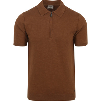 t-shirt no excess  knitted poloshirt marron 